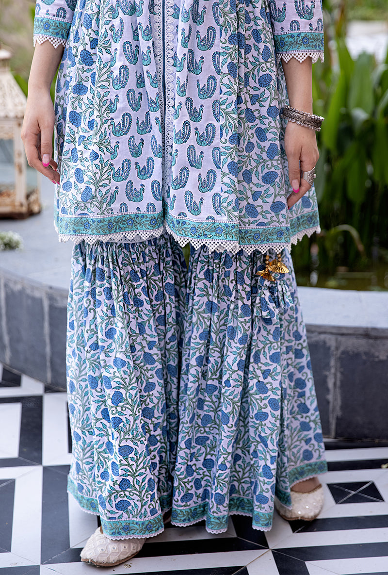 Blue Mayuri Gharara Set