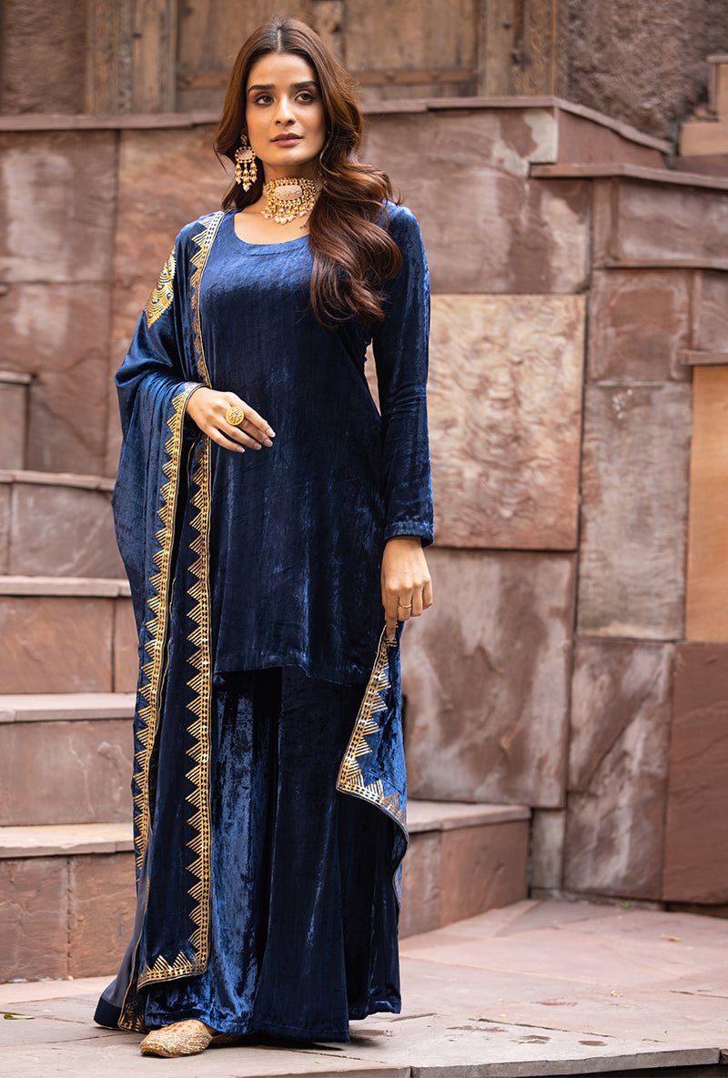 Navy Ruhaani Sharara Set