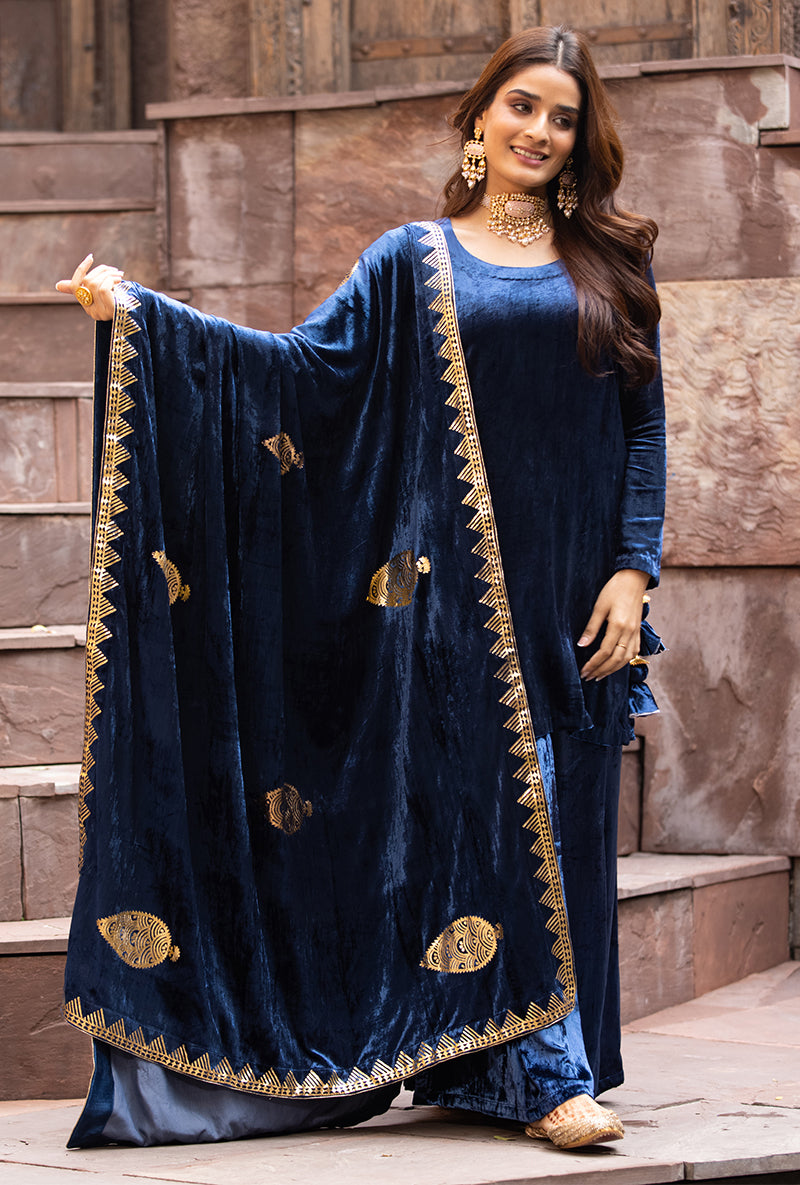 Navy Ruhaani Sharara Set