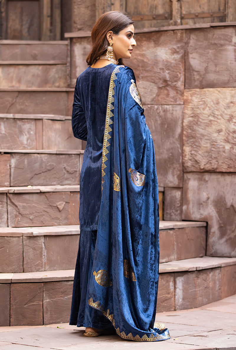 Navy Ruhaani Sharara Set