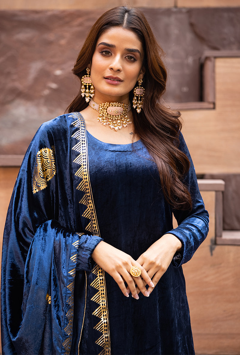 Navy Ruhaani Sharara Set