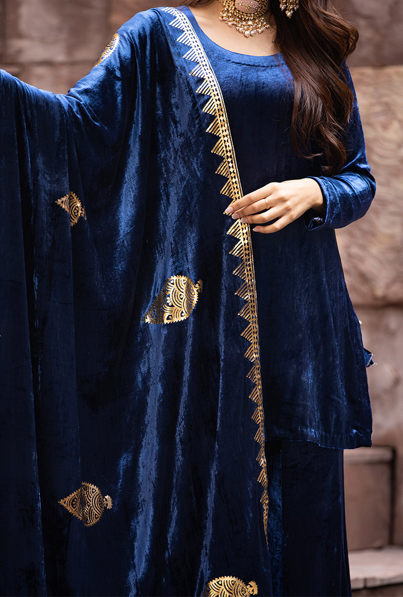 Navy Ruhaani Sharara Set