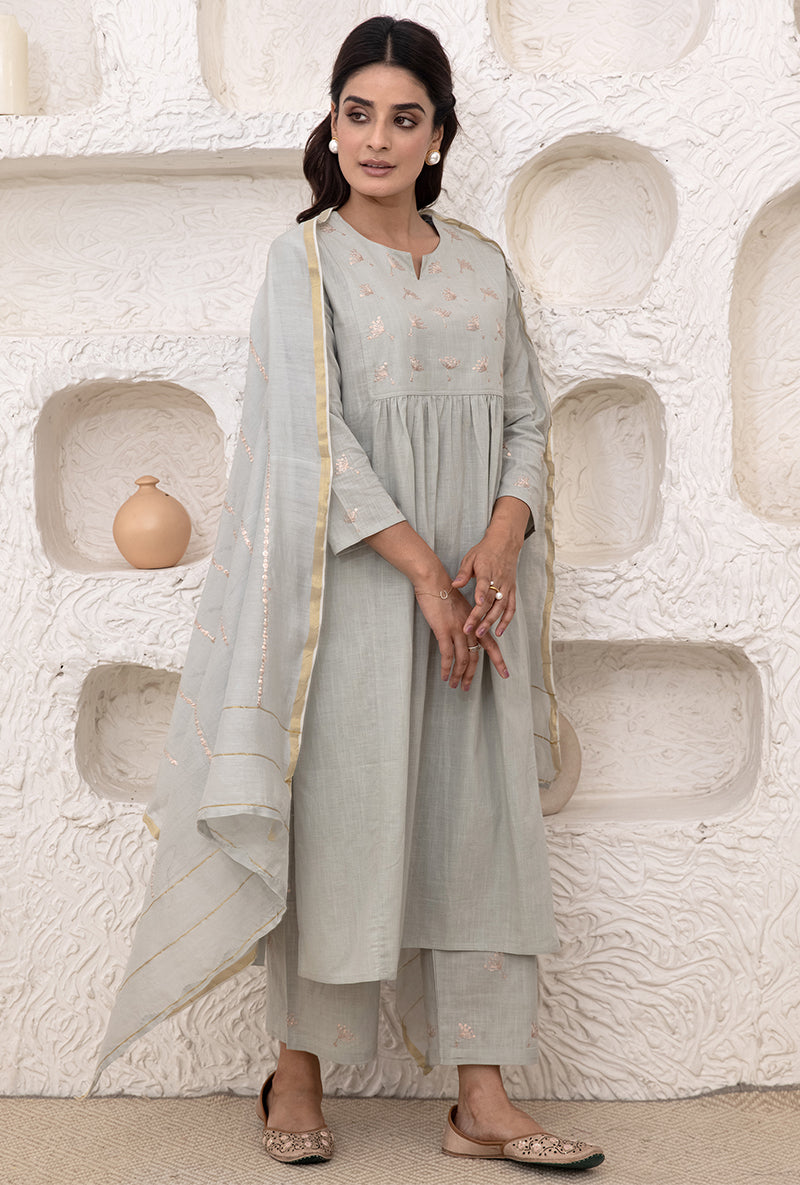 Olive Green A-line Tahira Kurta Set