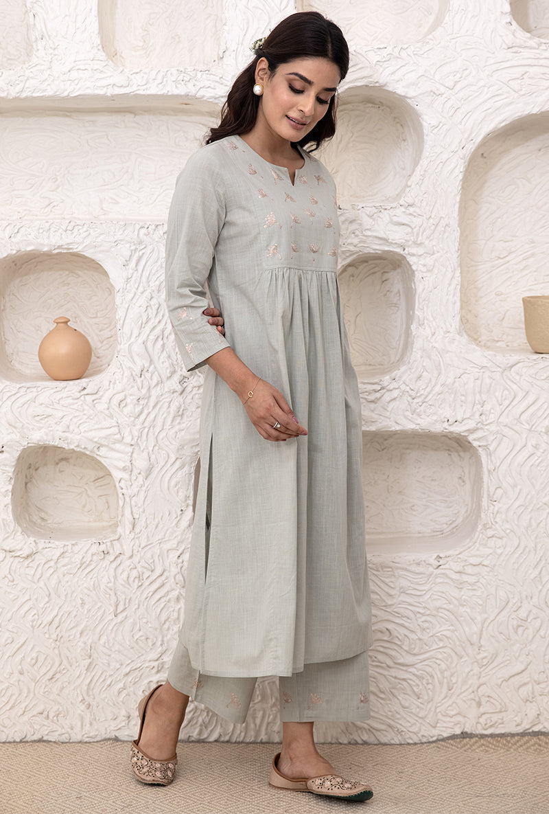 Olive Green A-line Tahira Kurta Set