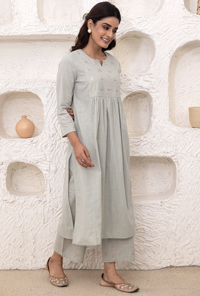 Olive Green A-line Tahira Kurta Set