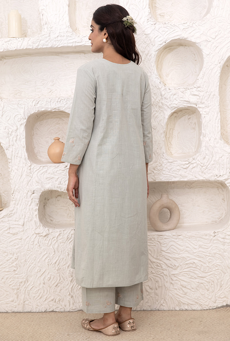 Olive Green A-line Tahira Kurta Set