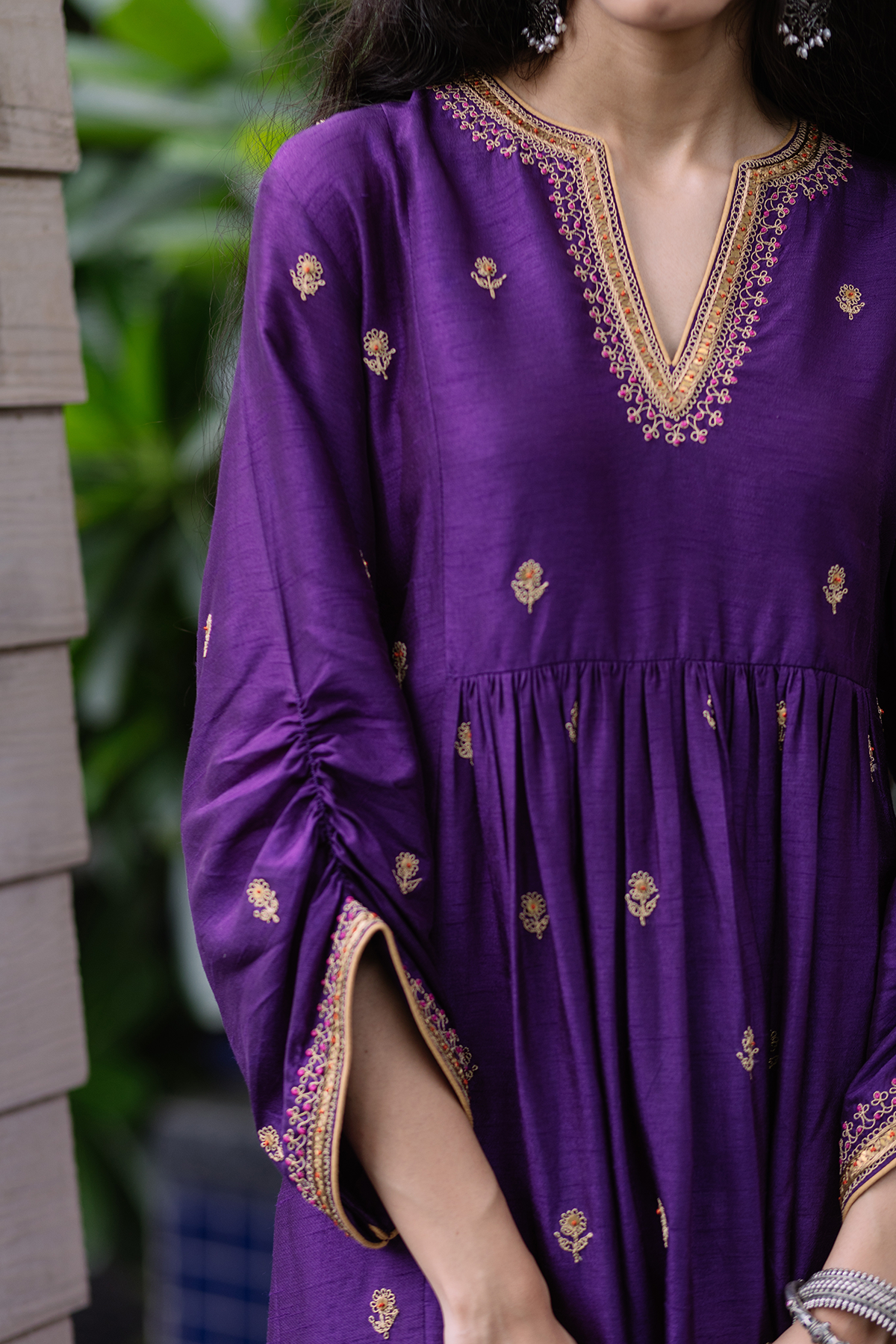 Srishti Agarwal In Purple Gold Sitara Set