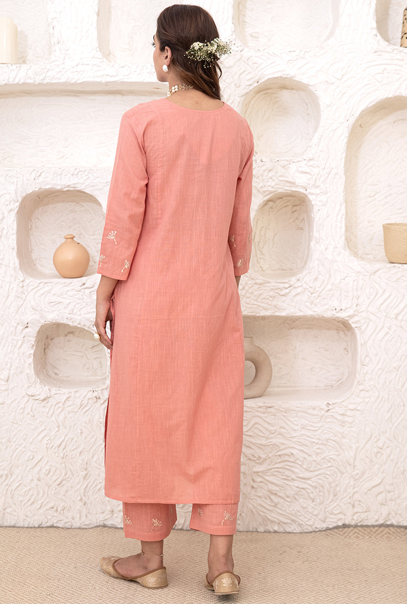 Rose Pink A-line Tahira Kurta Set