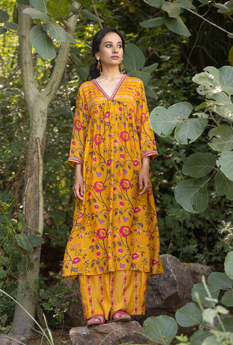 Yellow Empire Line Amaaya Kurta Set
