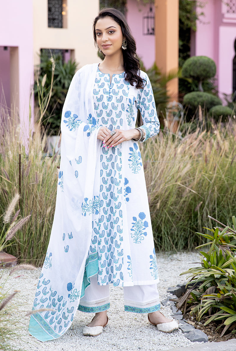 Blue Mayuri A-Line Kurta Set
