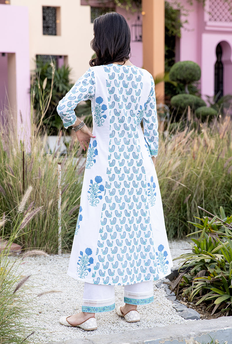 Blue Mayuri A-Line Kurta Set