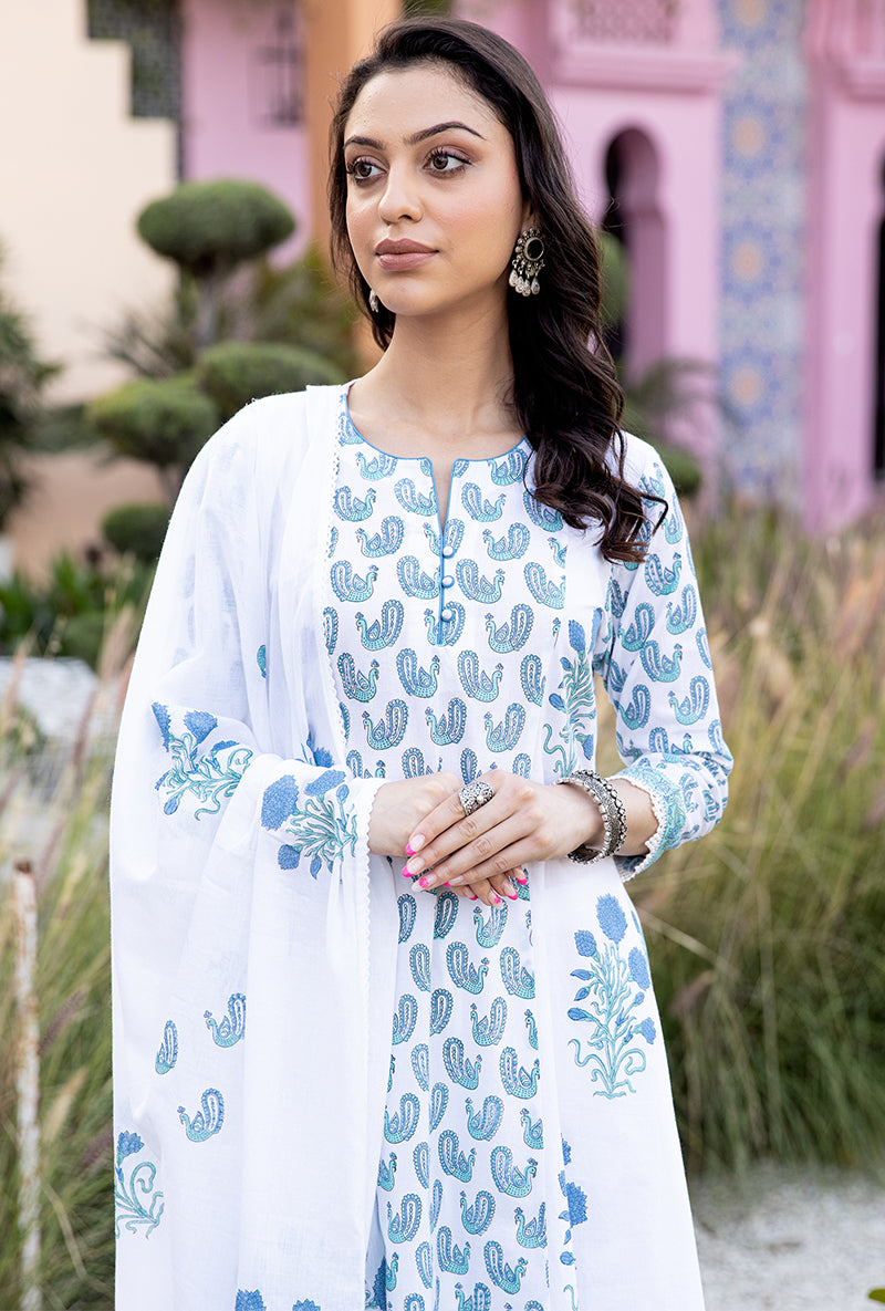 Blue Mayuri A-Line Kurta Set