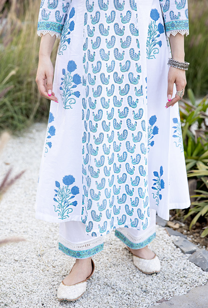 Blue Mayuri A-Line Kurta Set