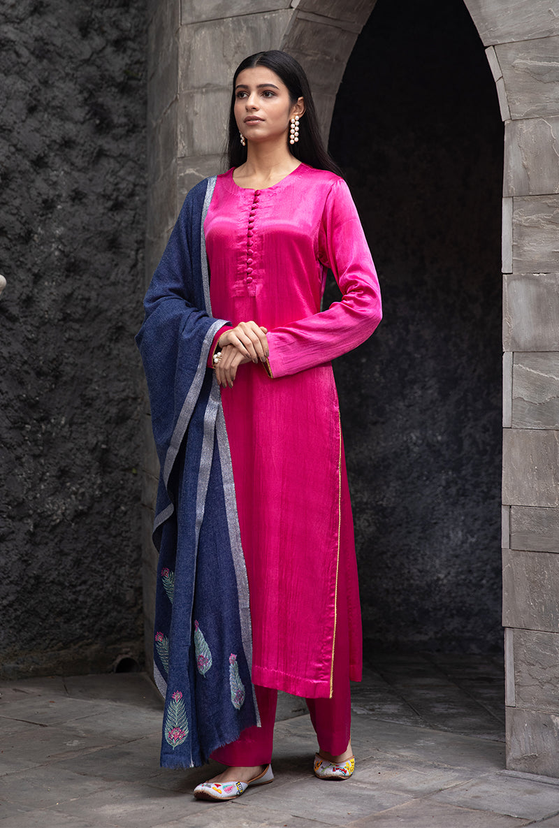 Blue Shawl Ruhaani Kurta Set