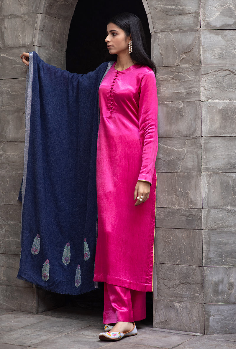 Blue Shawl Ruhaani Kurta Set