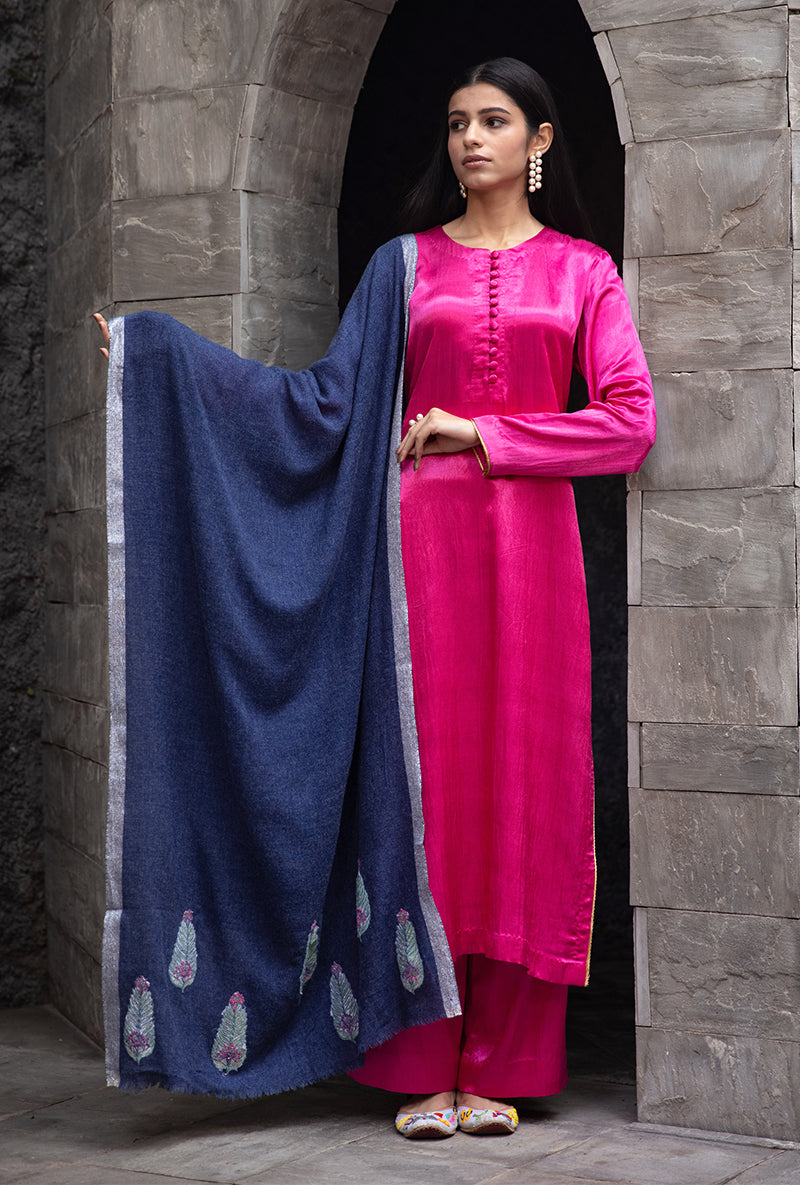 Blue Shawl Ruhaani Kurta Set