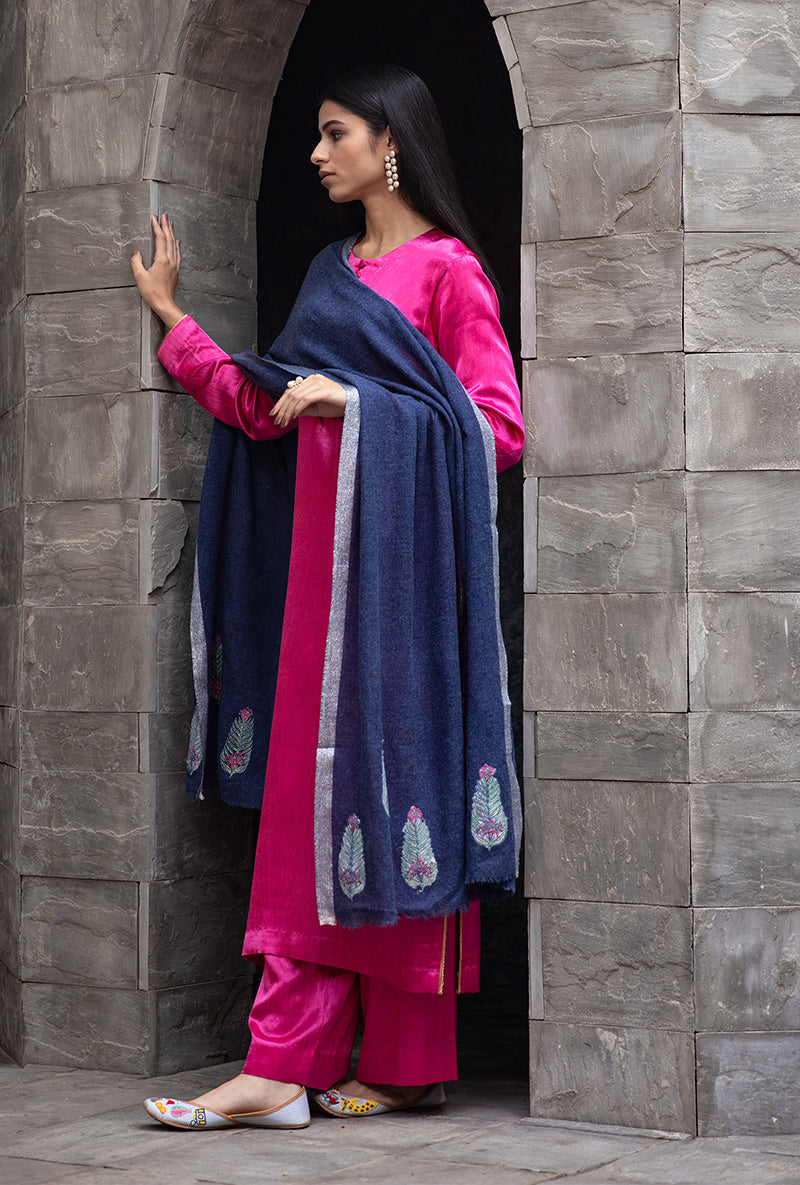 Blue Shawl Ruhaani Kurta Set