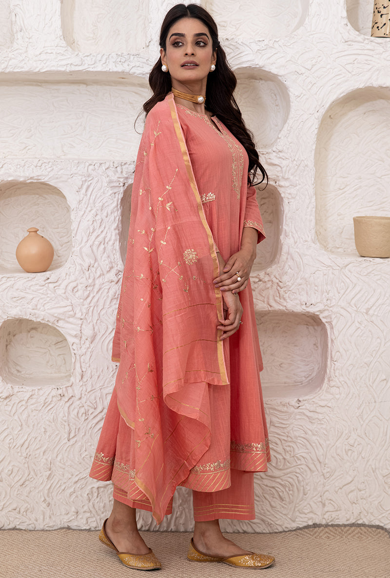 Candy Pink Bhopali Tahira Kurta Set