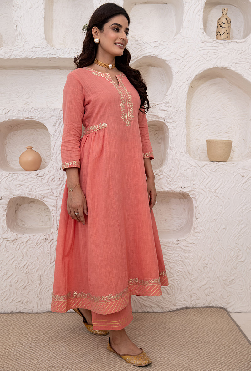 Candy Pink Bhopali Tahira Kurta Set