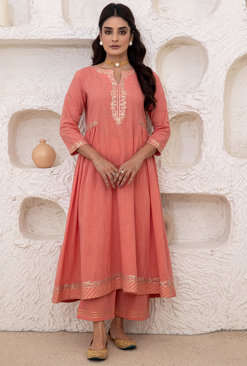 Candy Pink Bhopali Tahira Kurta Set