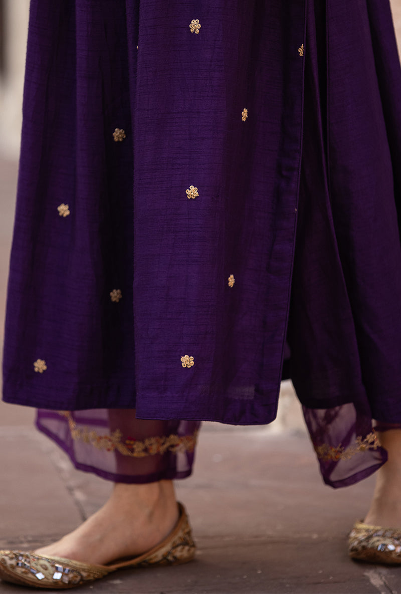 Purple Leaf Jaal Ulfat Kurta Set