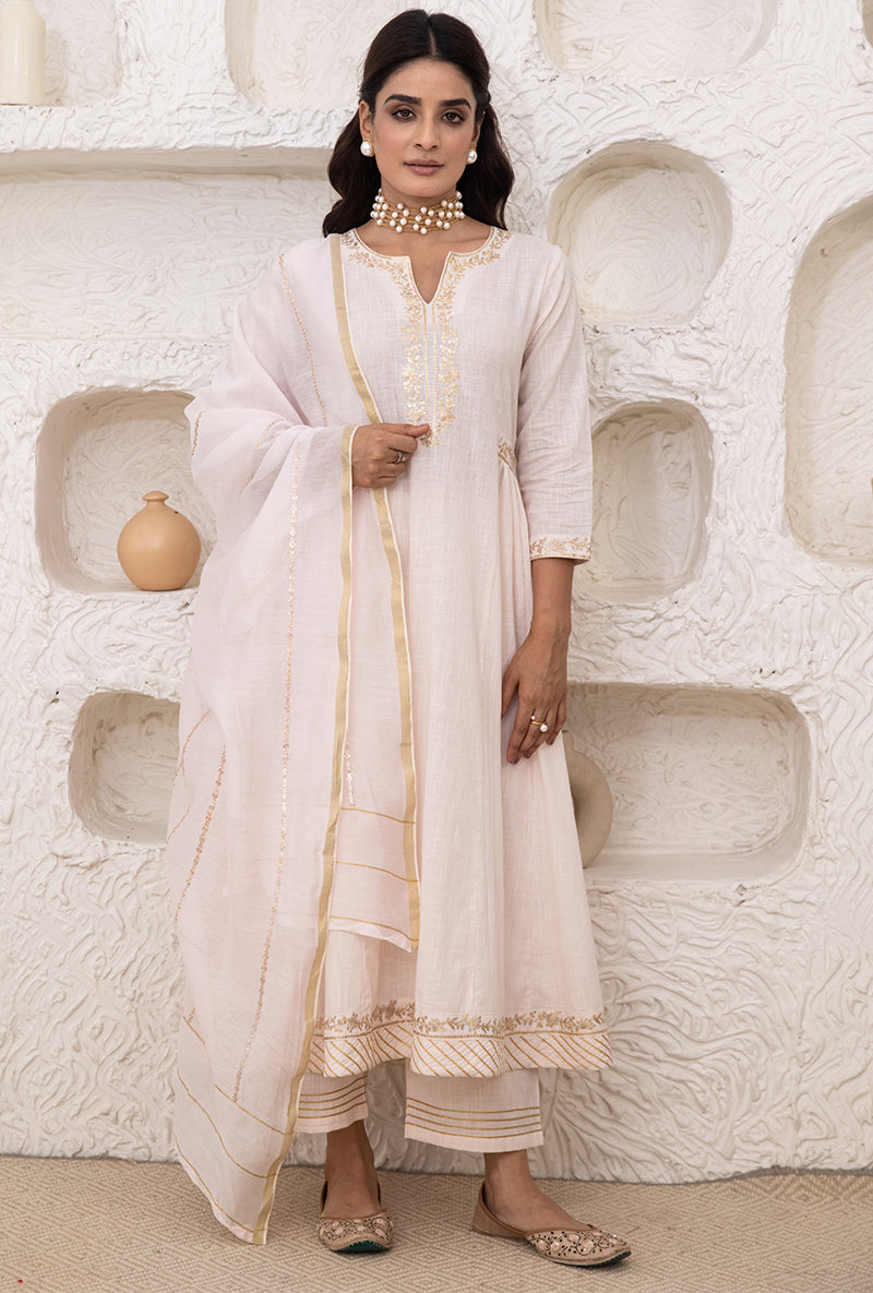 Powder Pink Bhopali Tahira Kurta Set