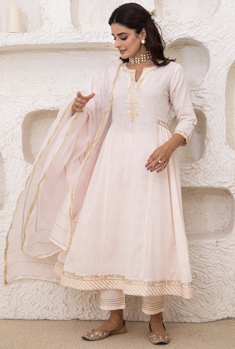 Powder Pink Bhopali Tahira Kurta Set