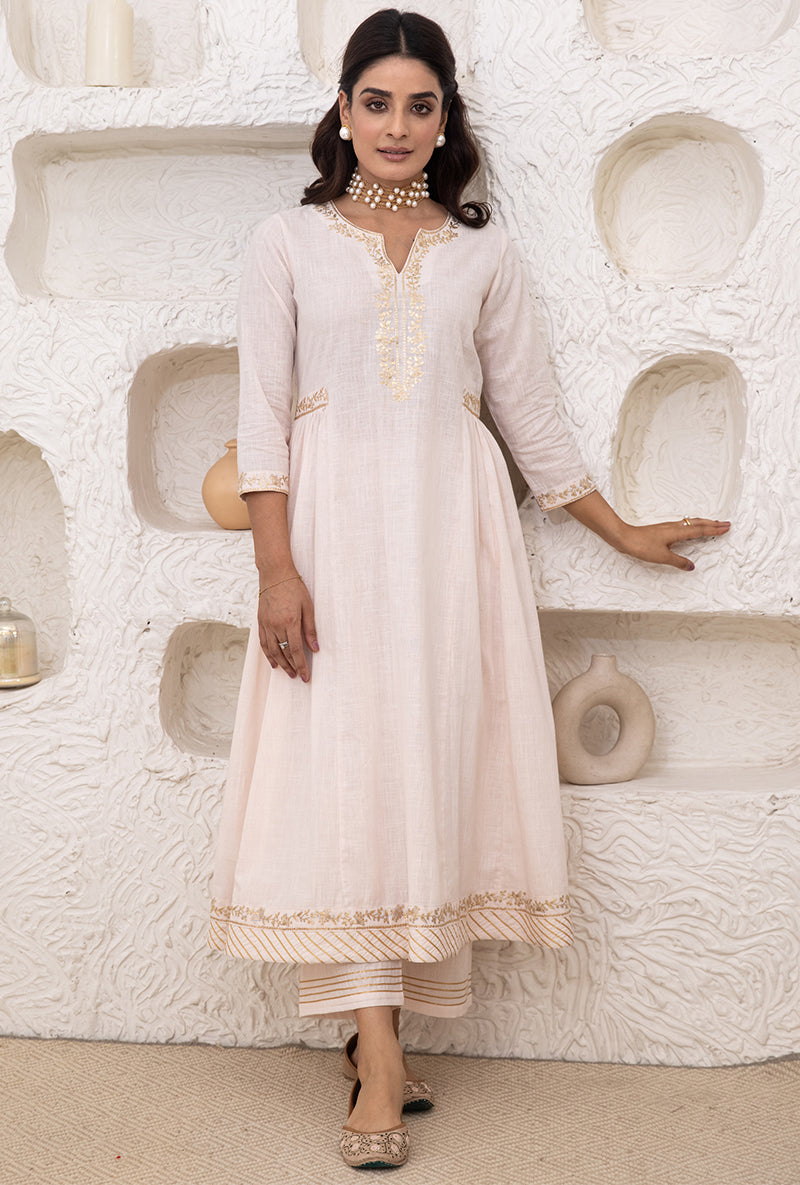 Powder Pink Bhopali Tahira Kurta Set