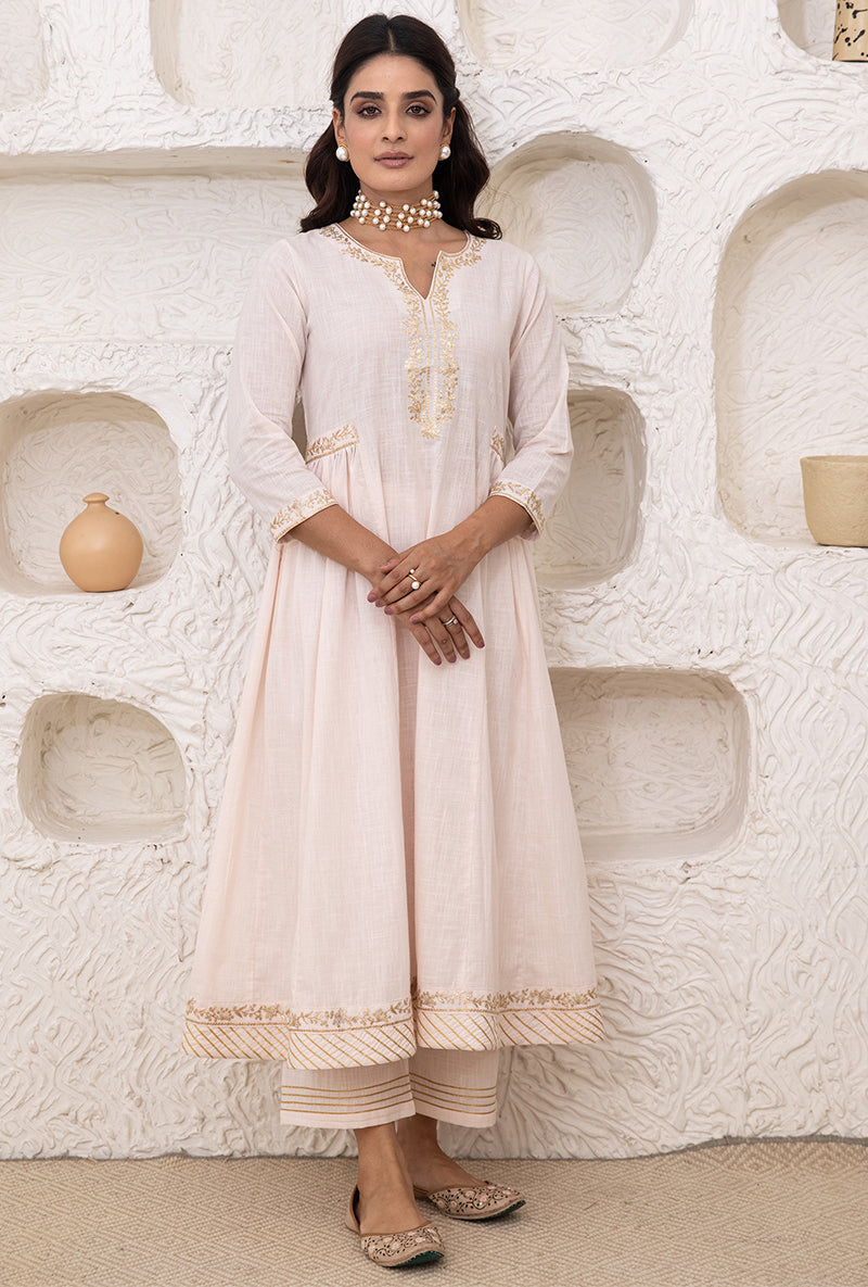 Powder Pink Bhopali Tahira Kurta Set