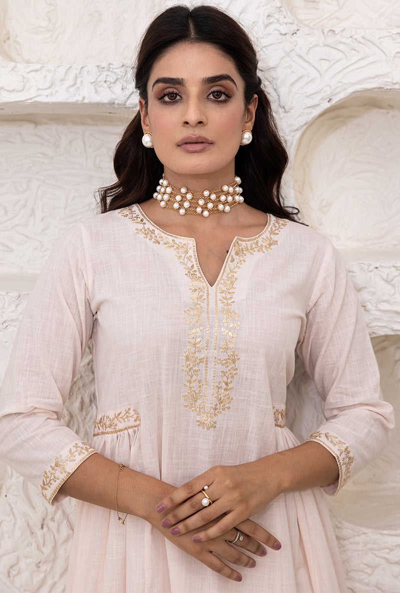 Powder Pink Bhopali Tahira Kurta Set