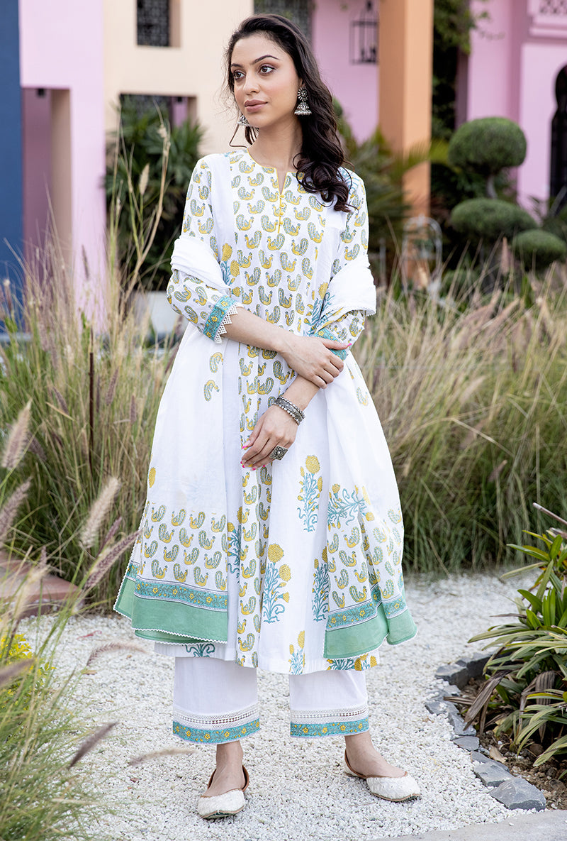 Yellow Mayuri A-Line Kurta Set