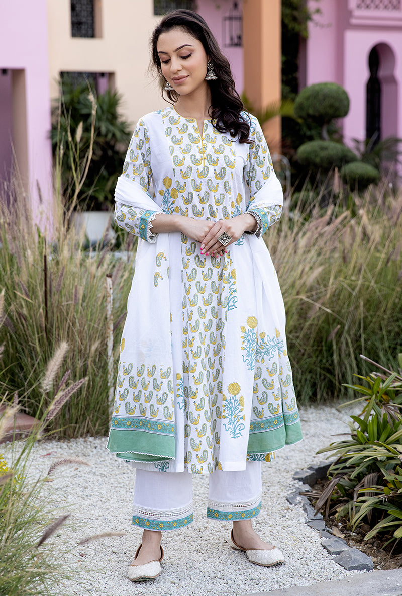 Yellow Mayuri A-Line Kurta Set