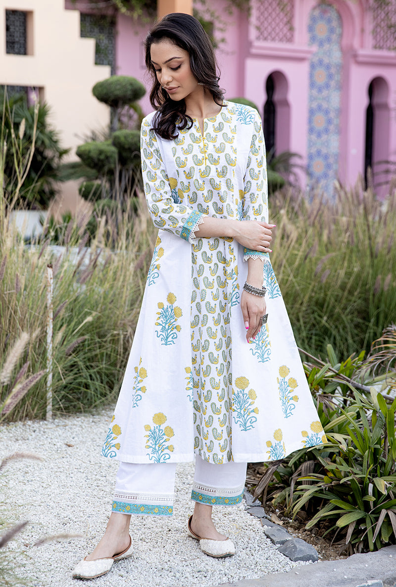 Yellow Mayuri A-Line Kurta Set