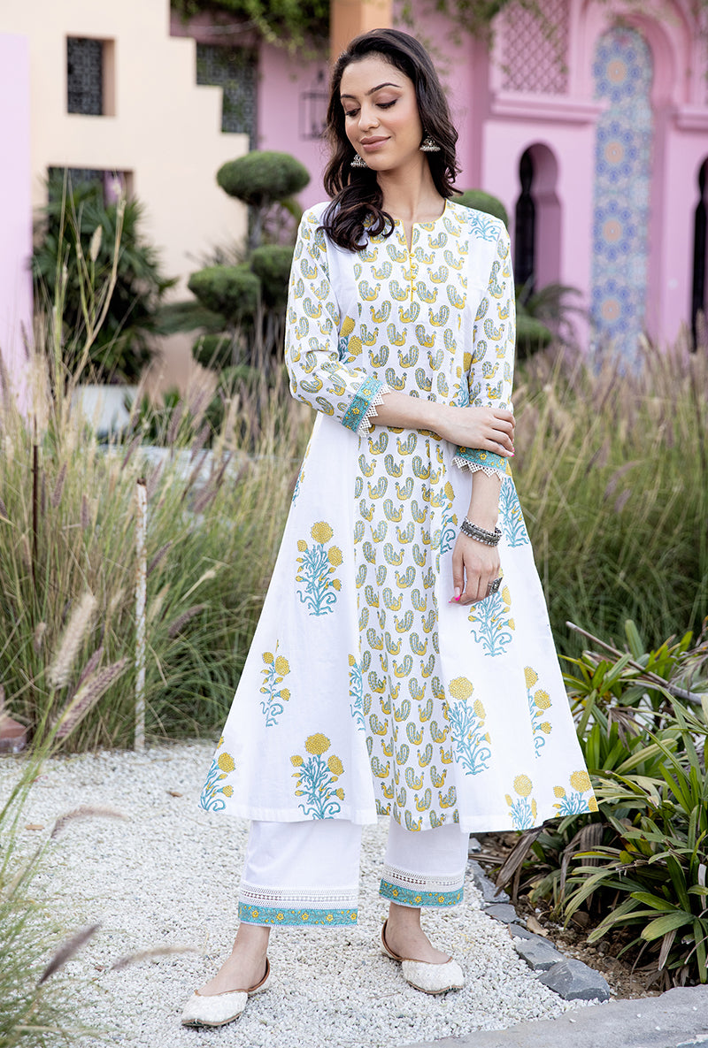 Yellow Mayuri A-Line Kurta Set