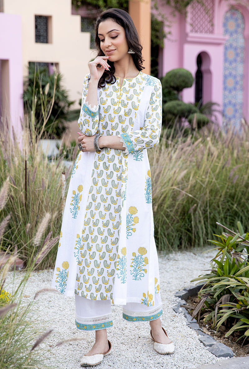 Yellow Mayuri A-Line Kurta Set