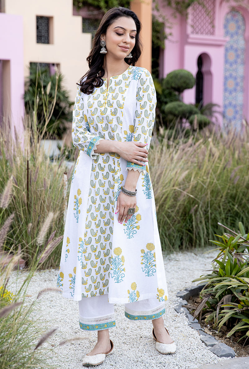 Yellow Mayuri A-Line Kurta Set