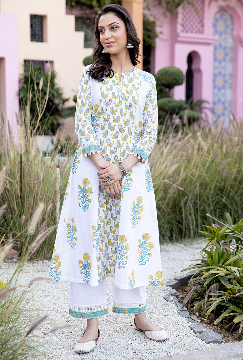 Yellow Mayuri A-Line Kurta Set