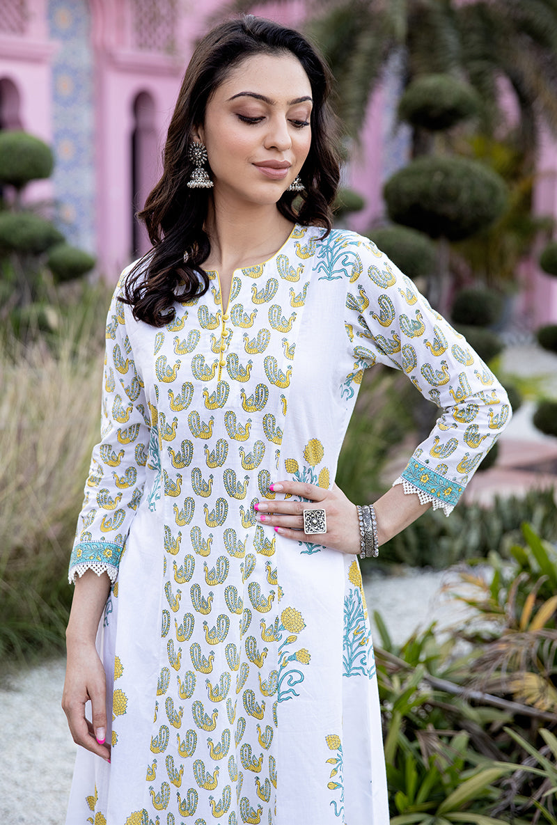 Yellow Mayuri A-Line Kurta Set