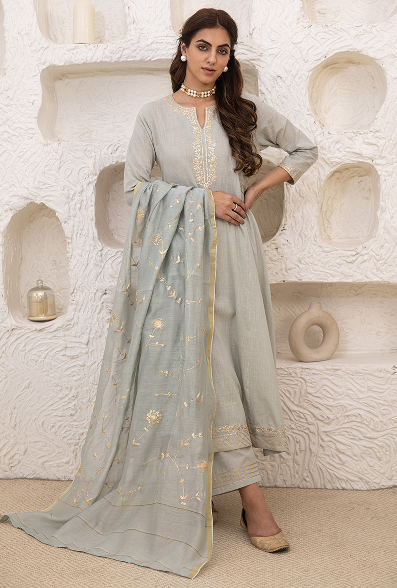 Olive Green Bhopali Tahira Kurta Set