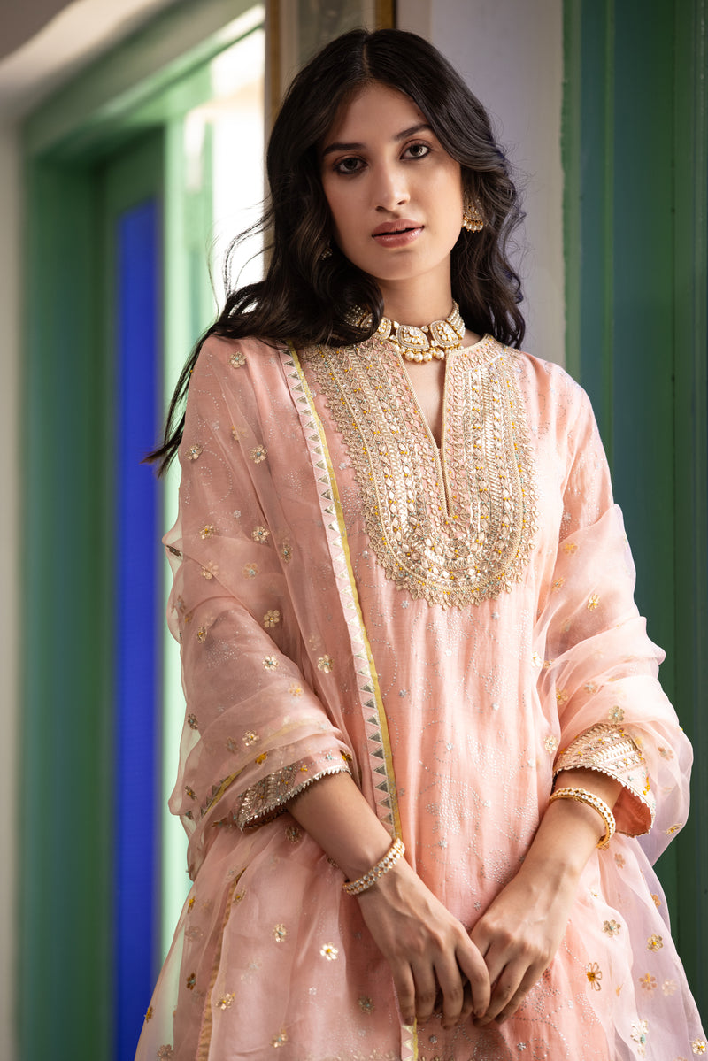 Powder Pink Gota Yoke Mastaani Salwar Kurta Set