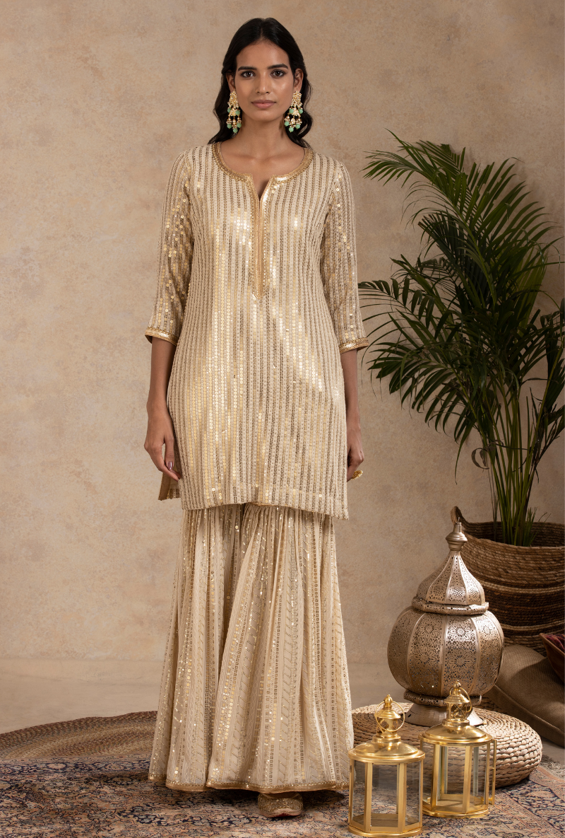 Light Beige Sitara Gharara Set