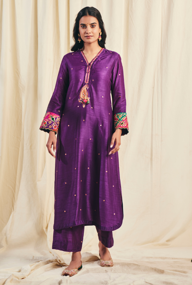 Purple Gota Paisley Meera Kurta Set