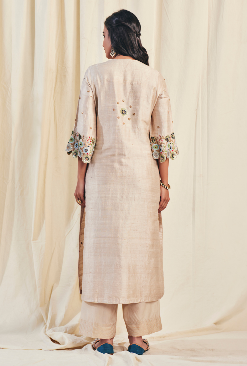 Beige Pearl Cutwork Meera Kurta