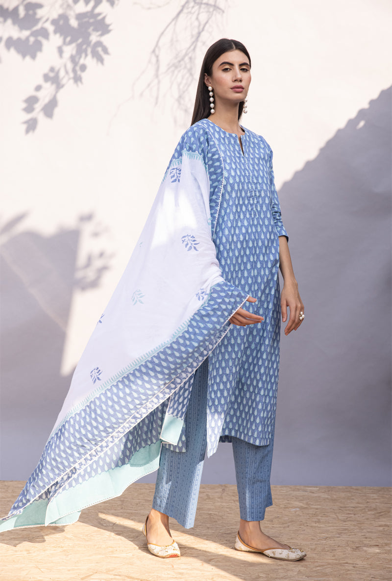 Blue Leaf Maya Kurta Set