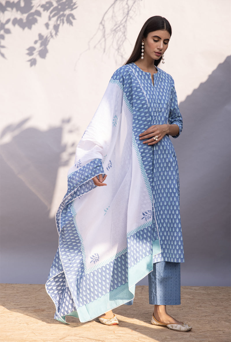 Blue Leaf Maya Kurta Set