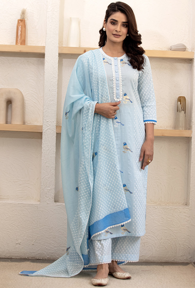 Blue Pihu Classic Kurta Set