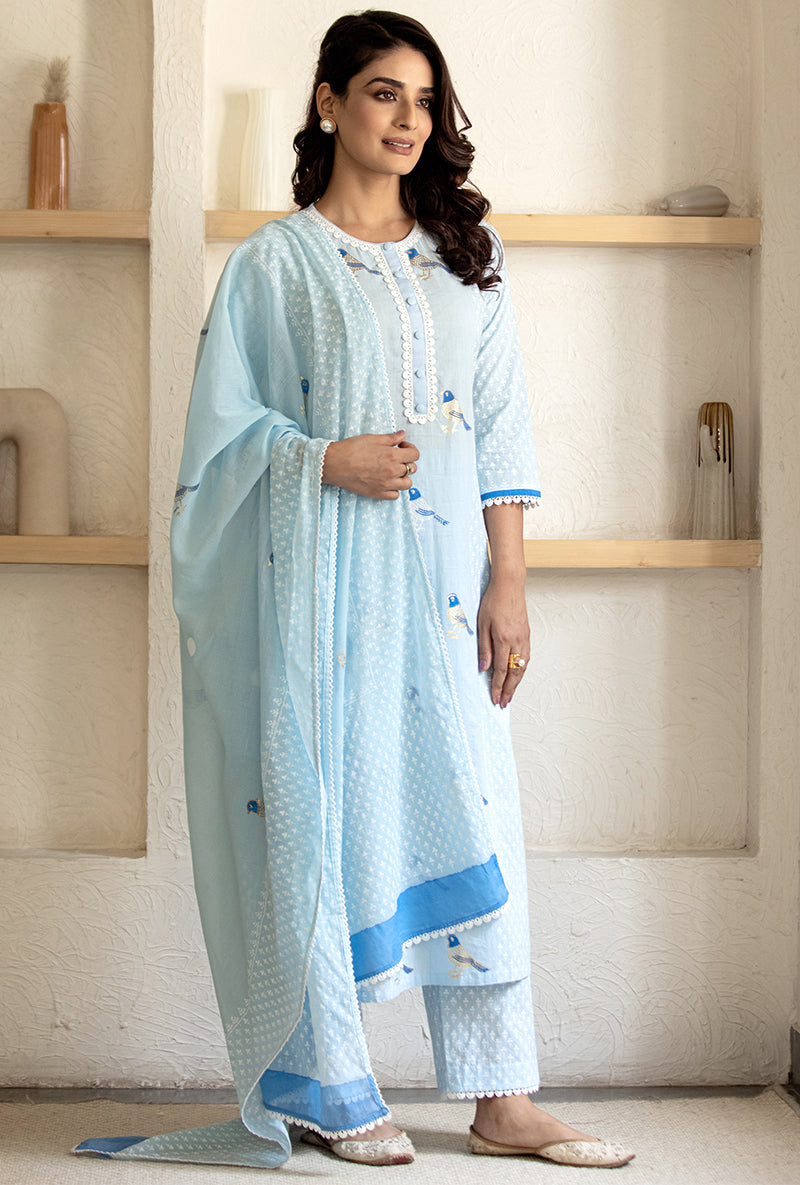 Blue Pihu Classic Kurta Set