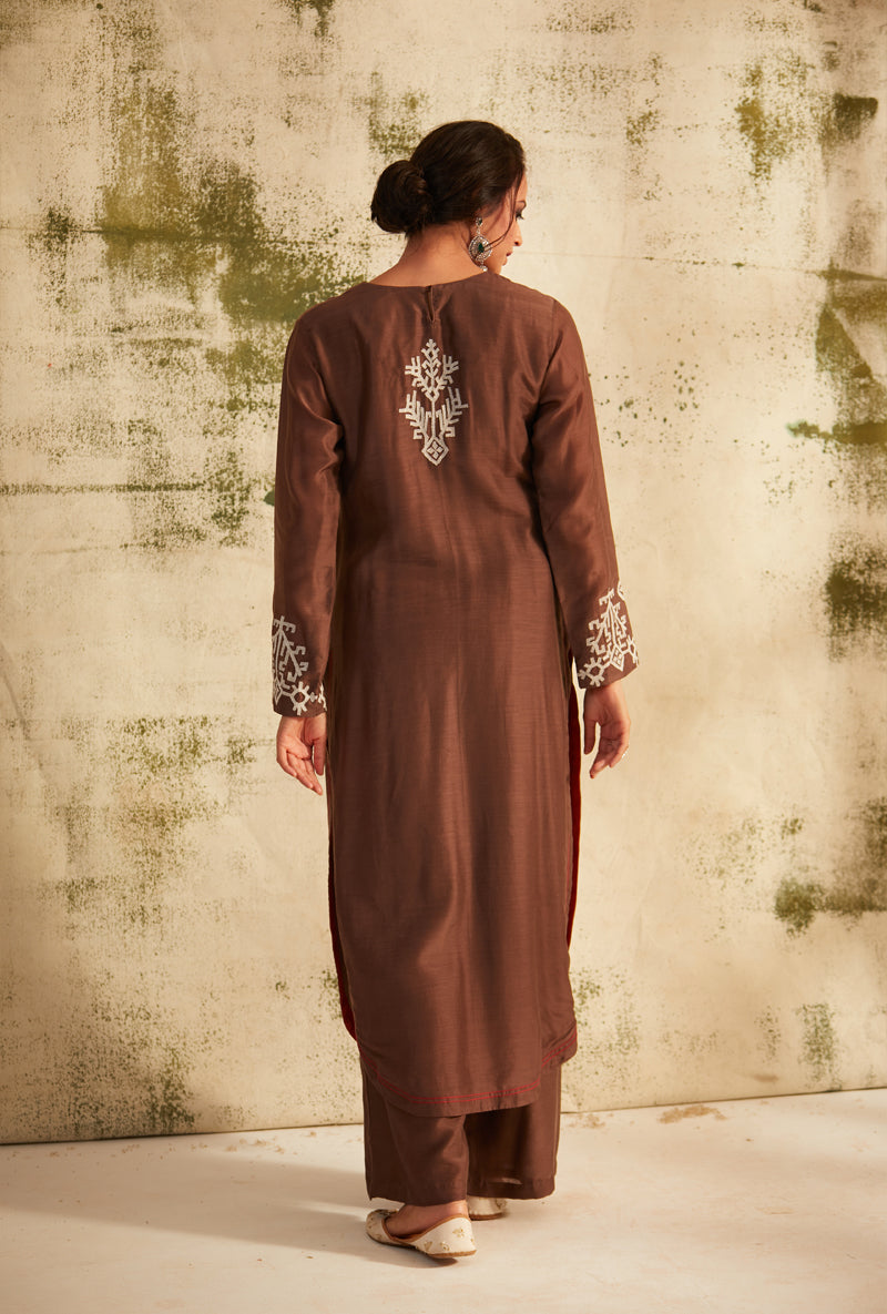 Dark Taupe Barfi Straight Cut Inaya Kurta Set