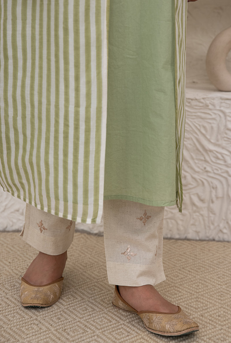 Green Stripe Front Open Ombré Tahira Tunic