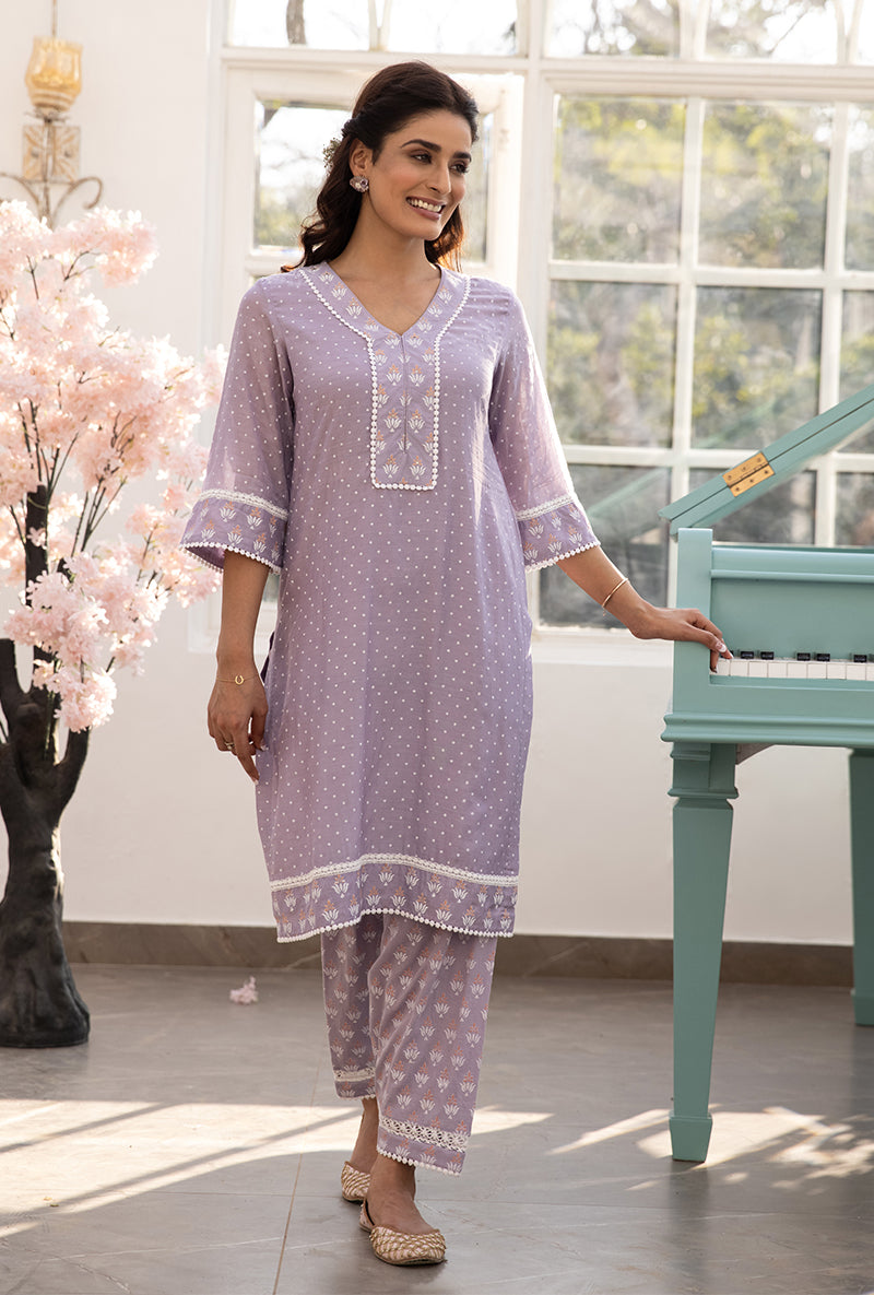 Lavender Salwar Aisha Kurta Set